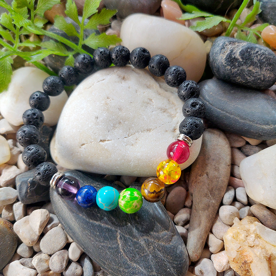 Chakras lava bracelet