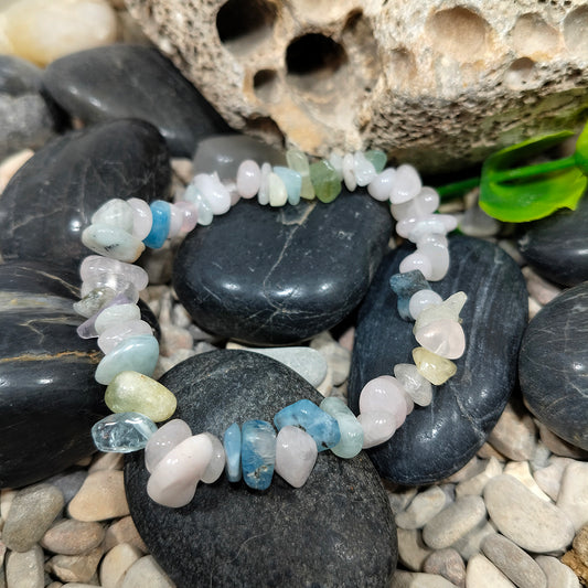 Pulsera Aguamarina-Morganita chip
