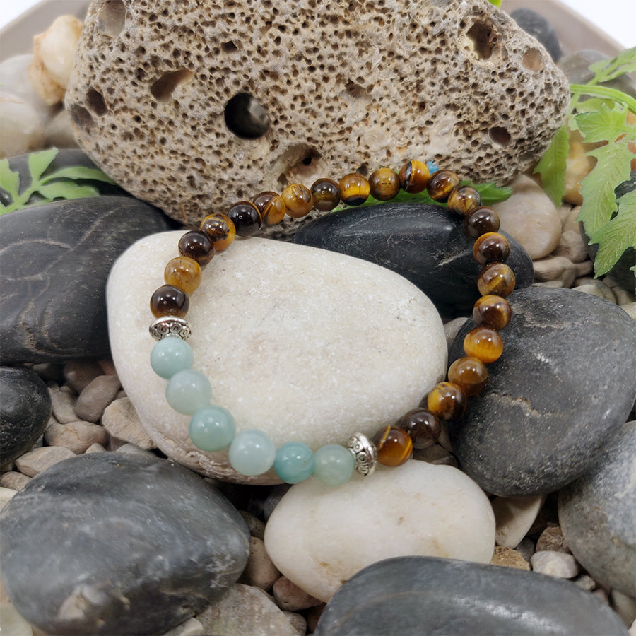 Pulsera Ojo de Tigre y Amazonita