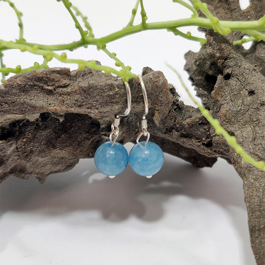 Pendientes de bola Aguamarina 8mm