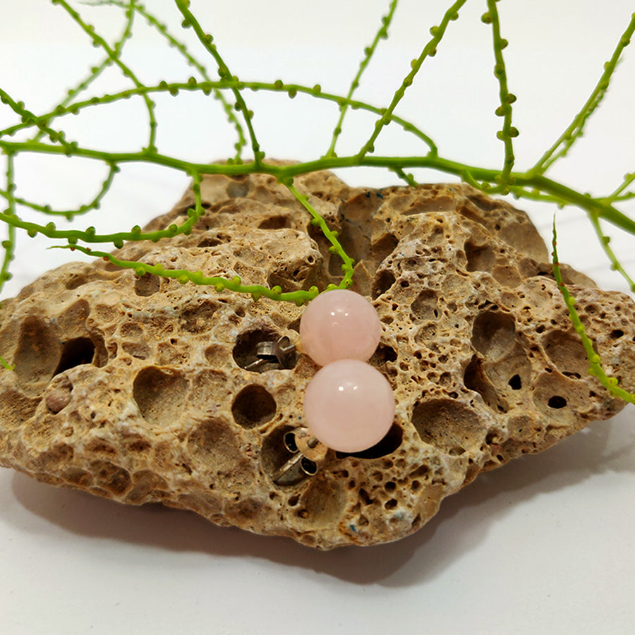 Rose Quartz Ball Earrings 10mm