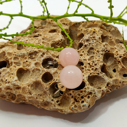Pendientes de bola Cuarzo rosa 10mm