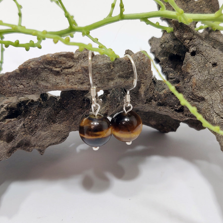 Tiger's Eye Ball Earrings 8mm