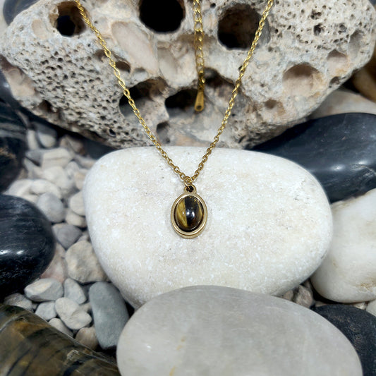 Colgante cabujón ovalado Ojo de Tigre