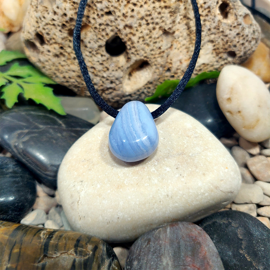 Chalcedony pear pendant