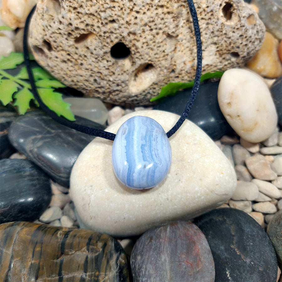 Chalcedony pear pendant