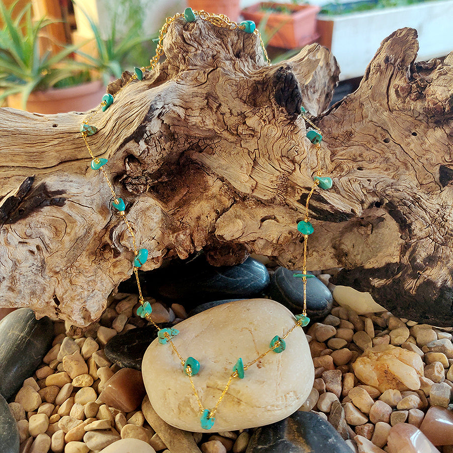 Collar de acero y turquesa