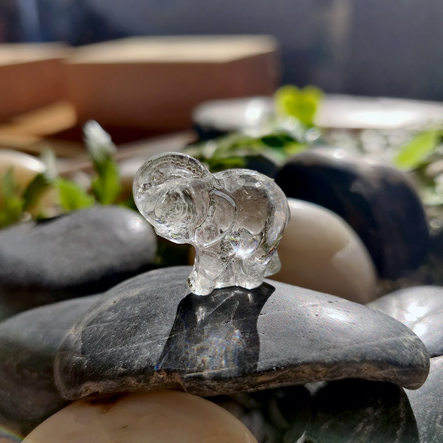 Rock crystal lucky elephants