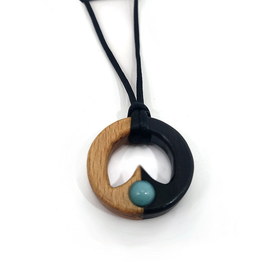 Ebony, Beech and Amazonite Pendant