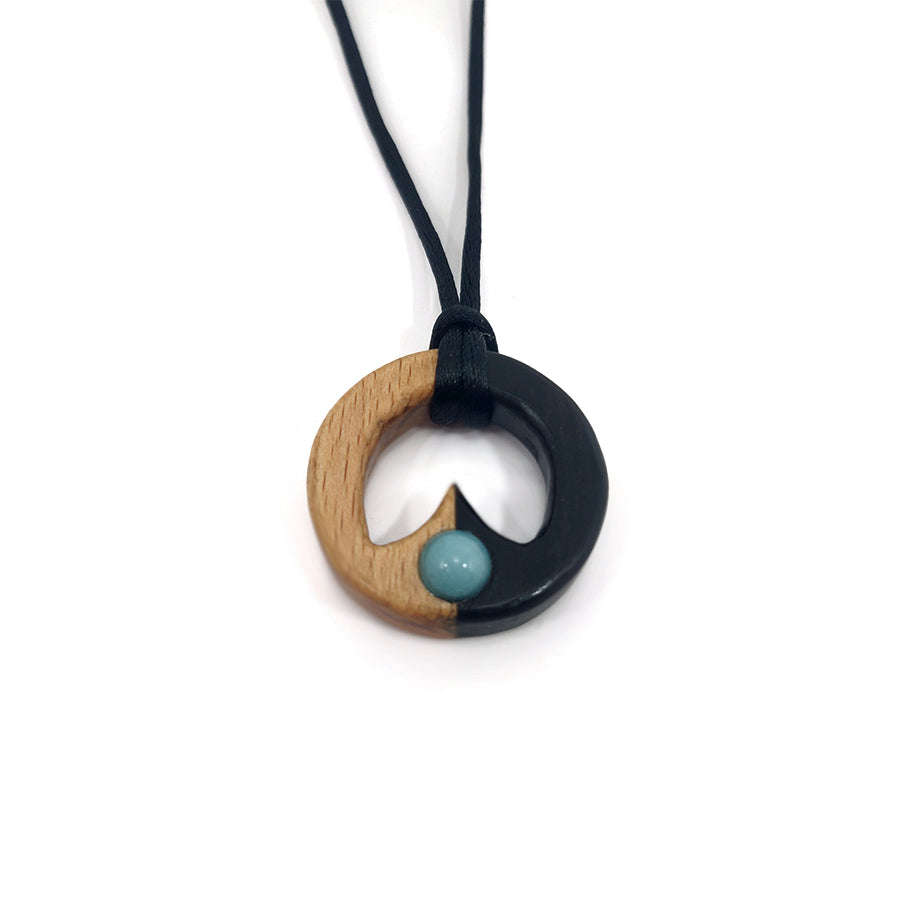Ebony, Beech and Amazonite Pendant