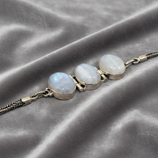 Pulsera piedra Luna plata