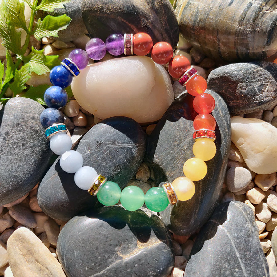 Chakras and zircons bracelet
