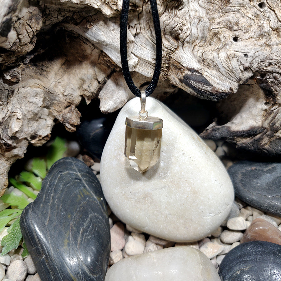 Natural citrine point pendant