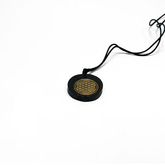 Colgante Shungit circulo Flor de la vida /Protección EMF / Protección 5G