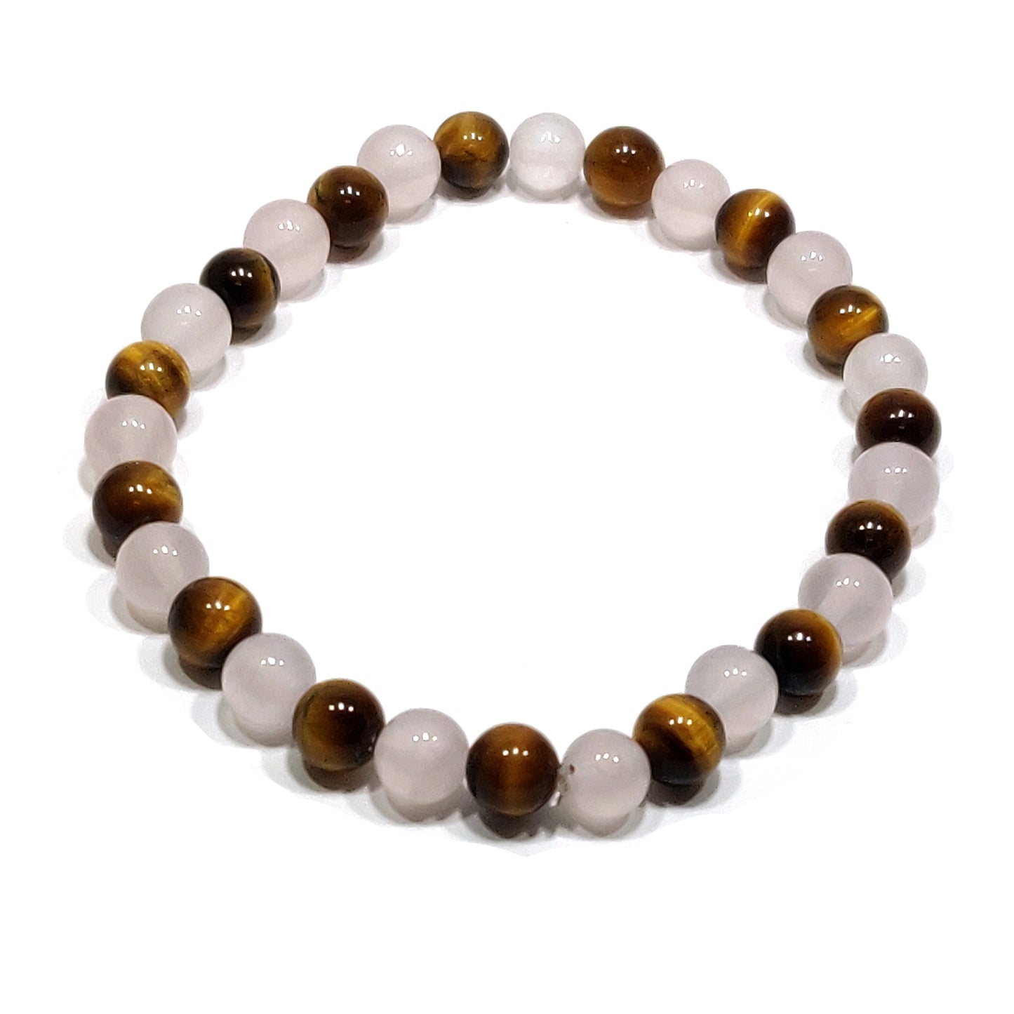 Pulsera Cuarzo rosa-Ojo de tigre