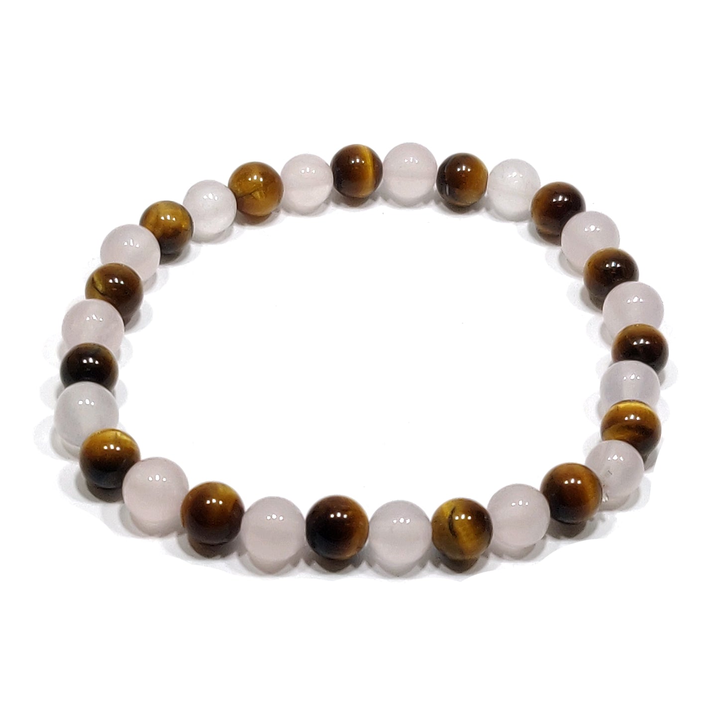 Pulsera Cuarzo rosa-Ojo de tigre