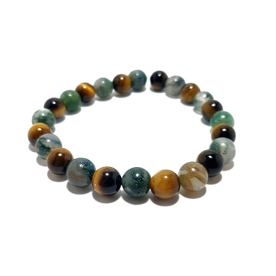 Pulsera Ojo de Tigre y Agata musgo
