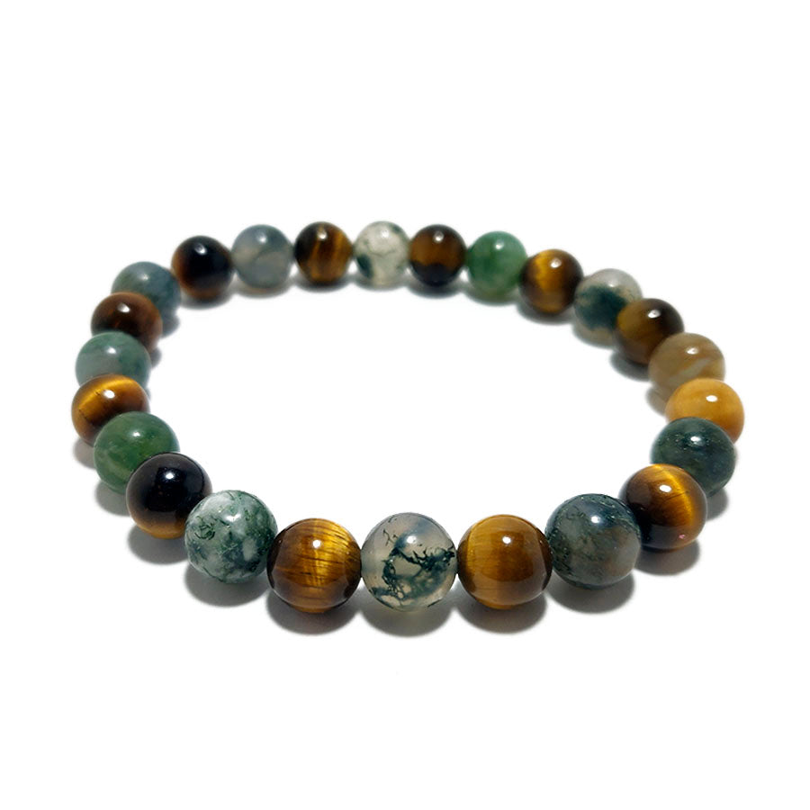 Pulsera Ojo de Tigre y Agata musgo