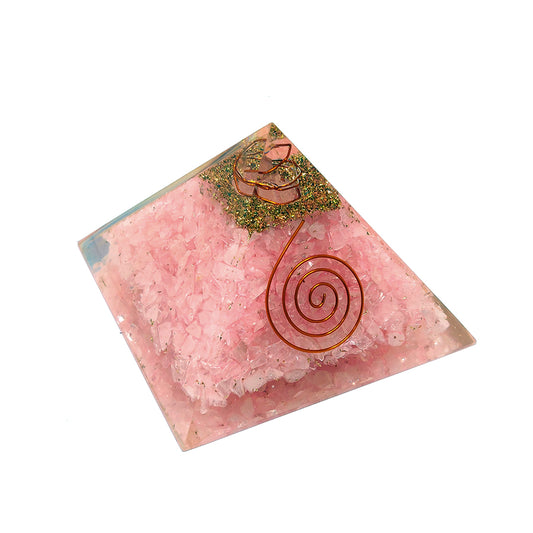 Pirámide Orgonita Cuarzo rosa / Protección EMF / Protección 5G