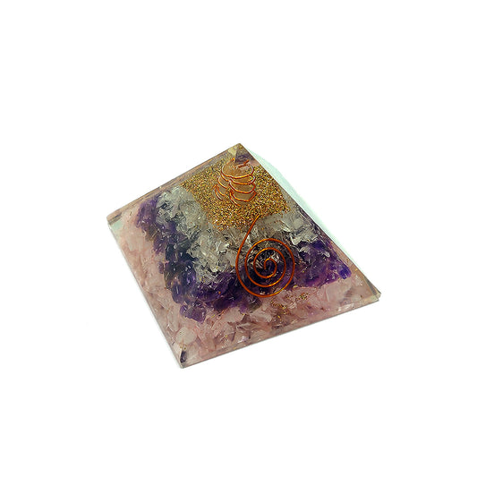 Pirámide Orgonita 3 Cuarzos / Protección EMF / Protección 5G