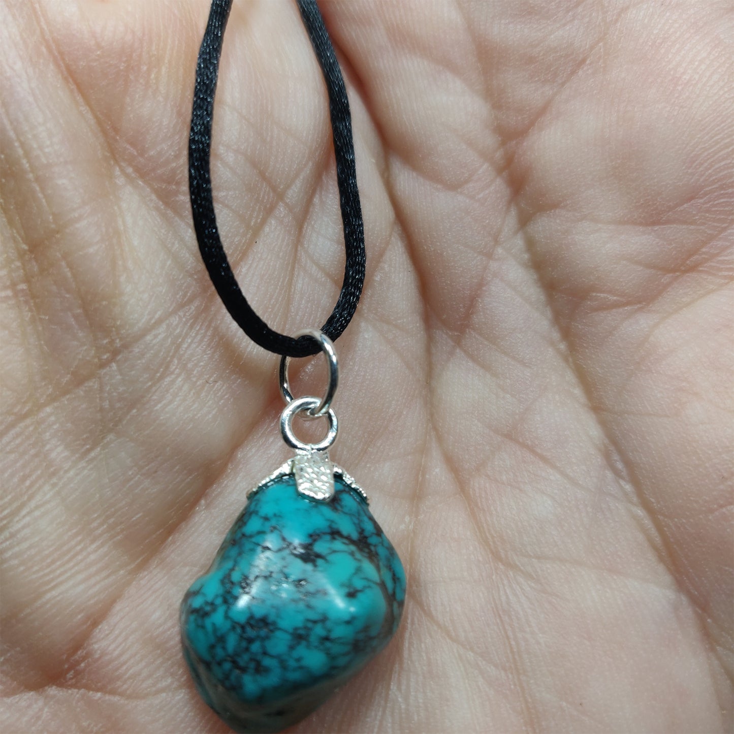 Turquoise tumbled pendant