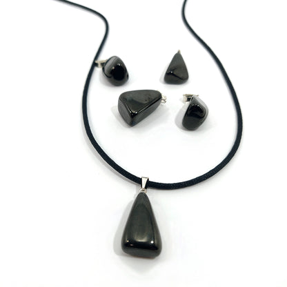 Colgante rodado de Azabache plata