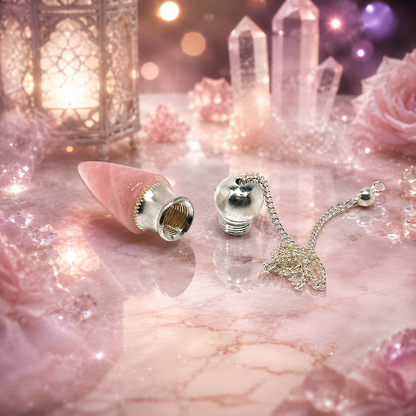 Rose quartz witness pendulum