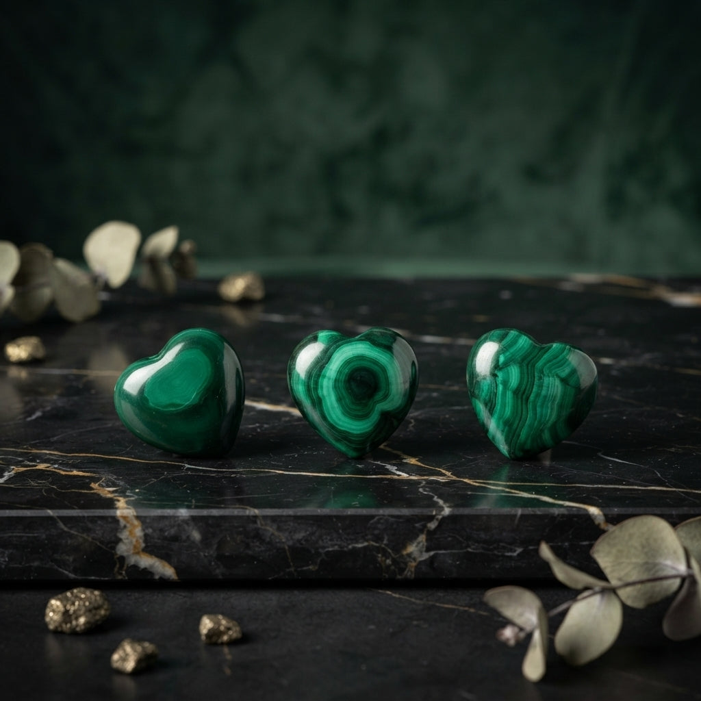 Corazones malaquita