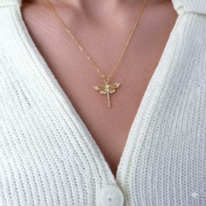 Rhinestone Dragonfly Pendant