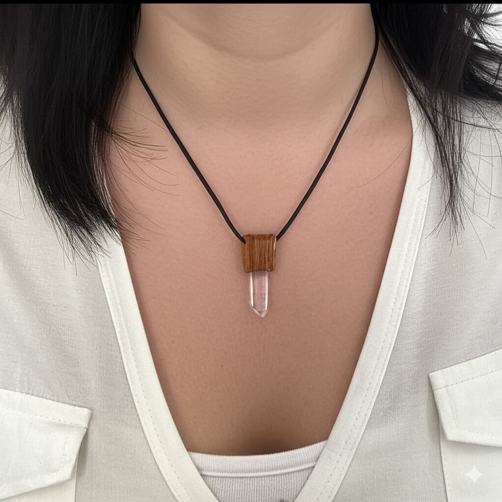 Oak and Quartz Pendant