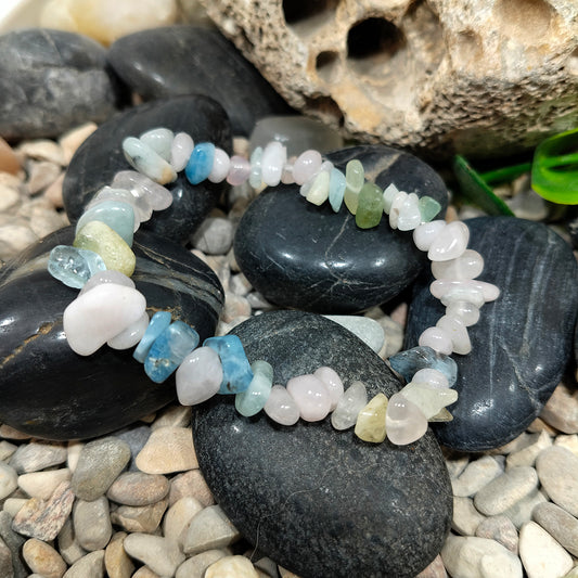 Pulsera Aguamarina-Morganita chip