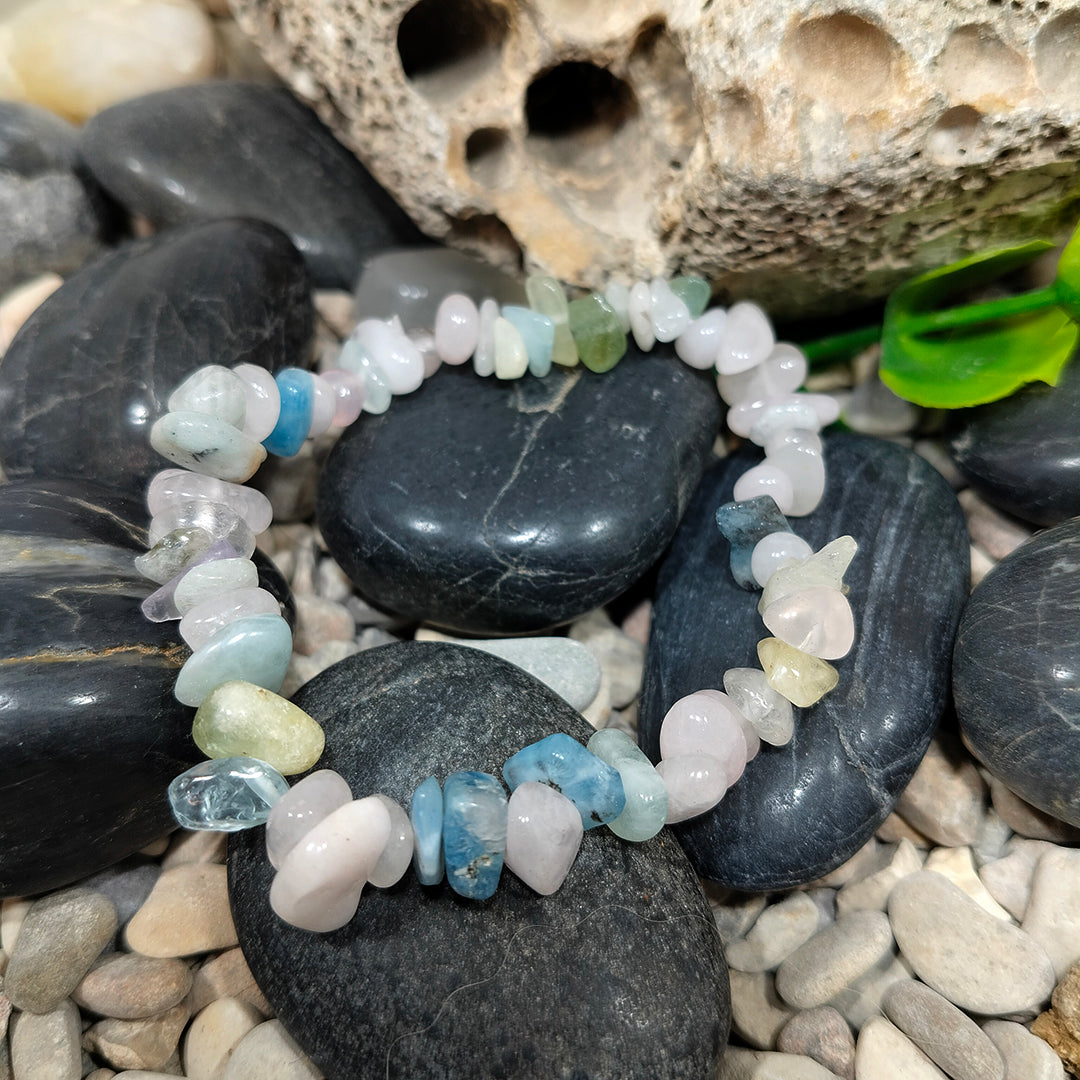Pulsera Aguamarina-Morganita chip