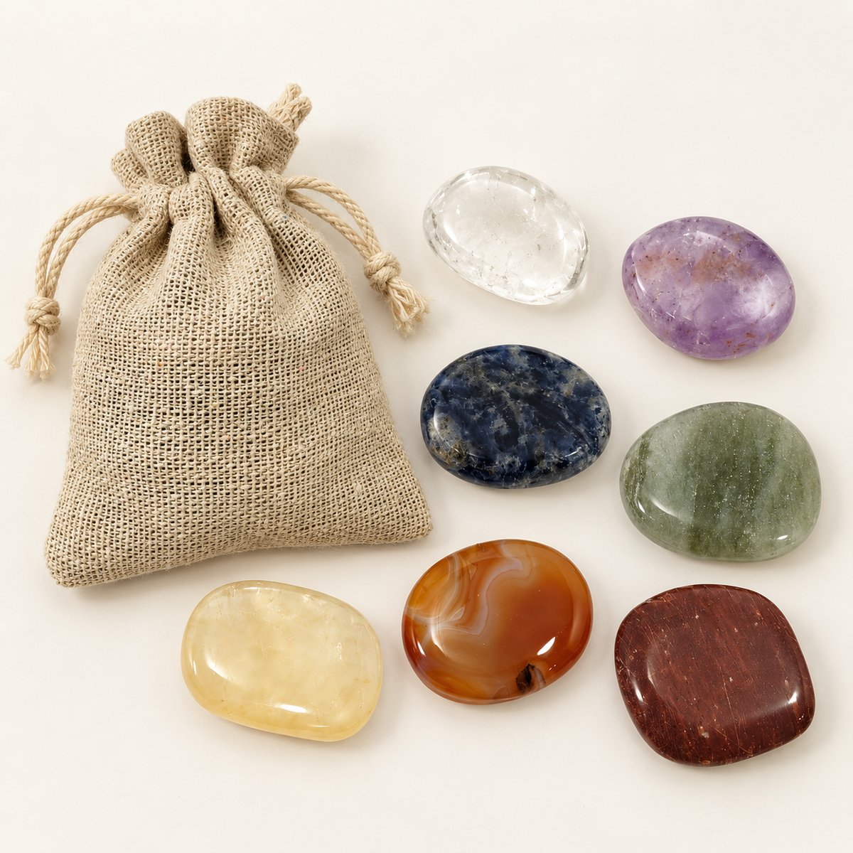 kit 7 chakras rodado plano
