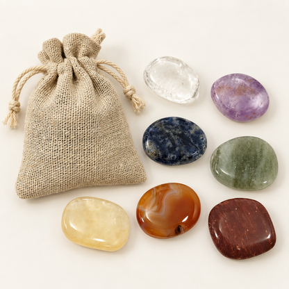 kit 7 chakras rodado plano