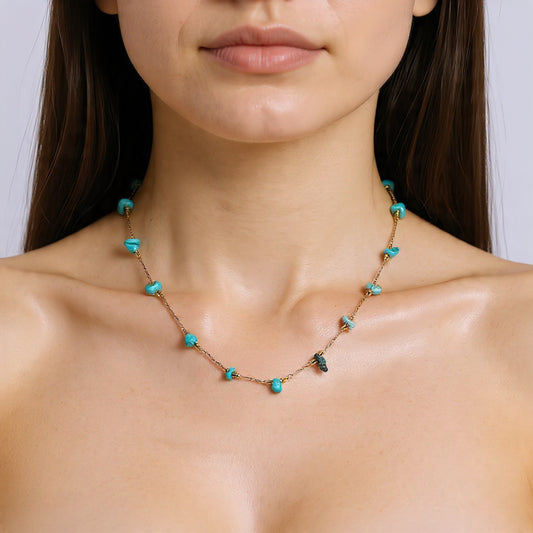 Steel and turquoise necklace