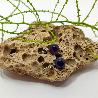 Amethyst ball earrings 8mm