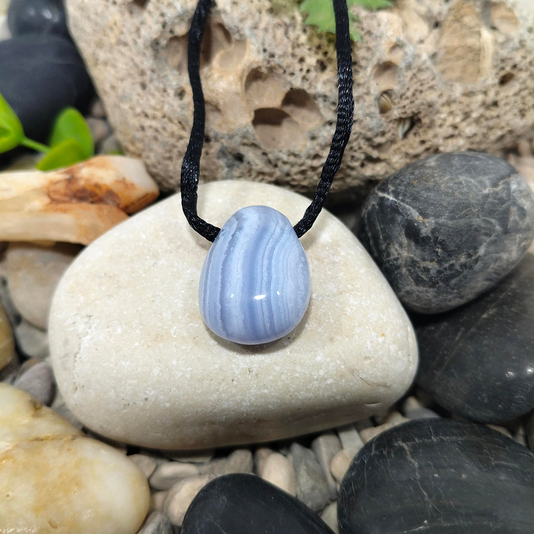 Chalcedony pear pendant