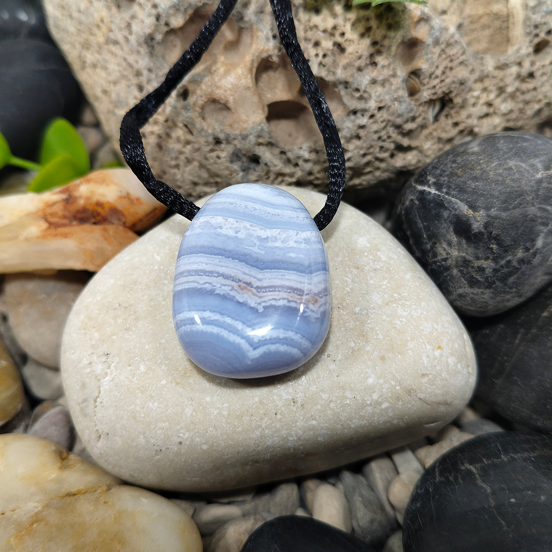 Chalcedony pear pendant