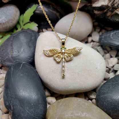 Rhinestone Dragonfly Pendant