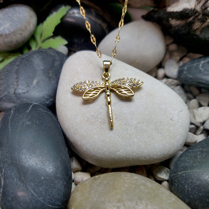 Rhinestone Dragonfly Pendant