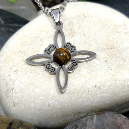 Witch's knot and tiger's eye pendant