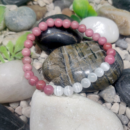 Rhodonite and Selenite Bracelet