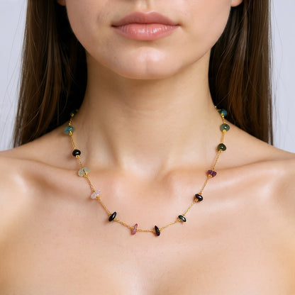 Steel and turquoise necklace