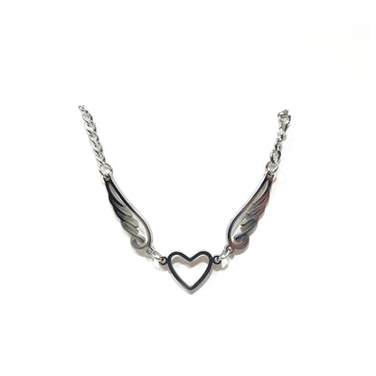 Heart and angel wings pendant