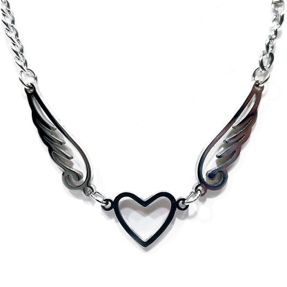 Heart and angel wings pendant