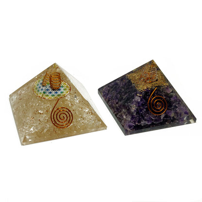 Orgonite Pyramid Quartz / Amethyst / EMF Protection / 5G Protection