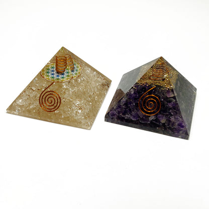 Orgonite Pyramid Quartz / Amethyst / EMF Protection / 5G Protection