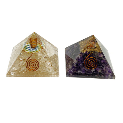 Orgonite Pyramid Quartz / Amethyst / EMF Protection / 5G Protection