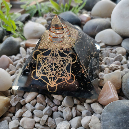 Pirámide Orgonita Shungit metatron / Protección EMF / Protección 5G