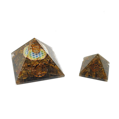 Tiger's Eye Orgonite Pyramid / EMF Protection / 5G Protection